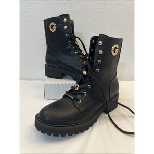GBG Los Angeles GUESS Black Combat Moto‎ Biker 8M Bling Lug GB Packers Side Zip